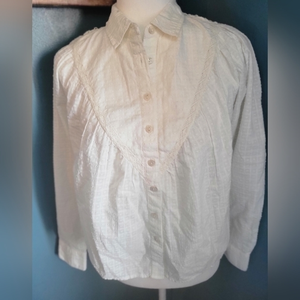 Anthropologie Pilcro NWT size XS white‎ button down lacey dress shirt